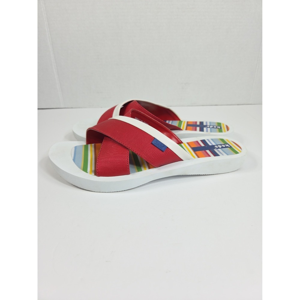KEDS Women 10 Thong Flip Flops w/ red canvas straps Sandals